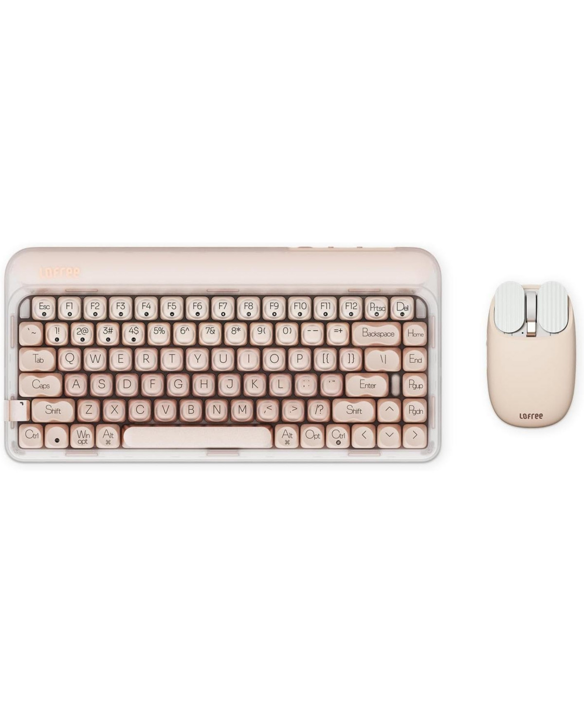 Lofree Dot Foundation Mechanical Keyboard with Milk Tea Mouse – 75% Rechargeable Hot-swappable Keyboard with Multi-Connection Modes - Pink | Macy's