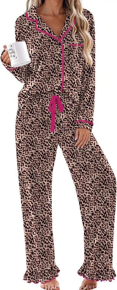 Ekouaer Womens Pajama Sets Long Sleeve Sleepwear Button Down Pjs Loungewear | Amazon (US)