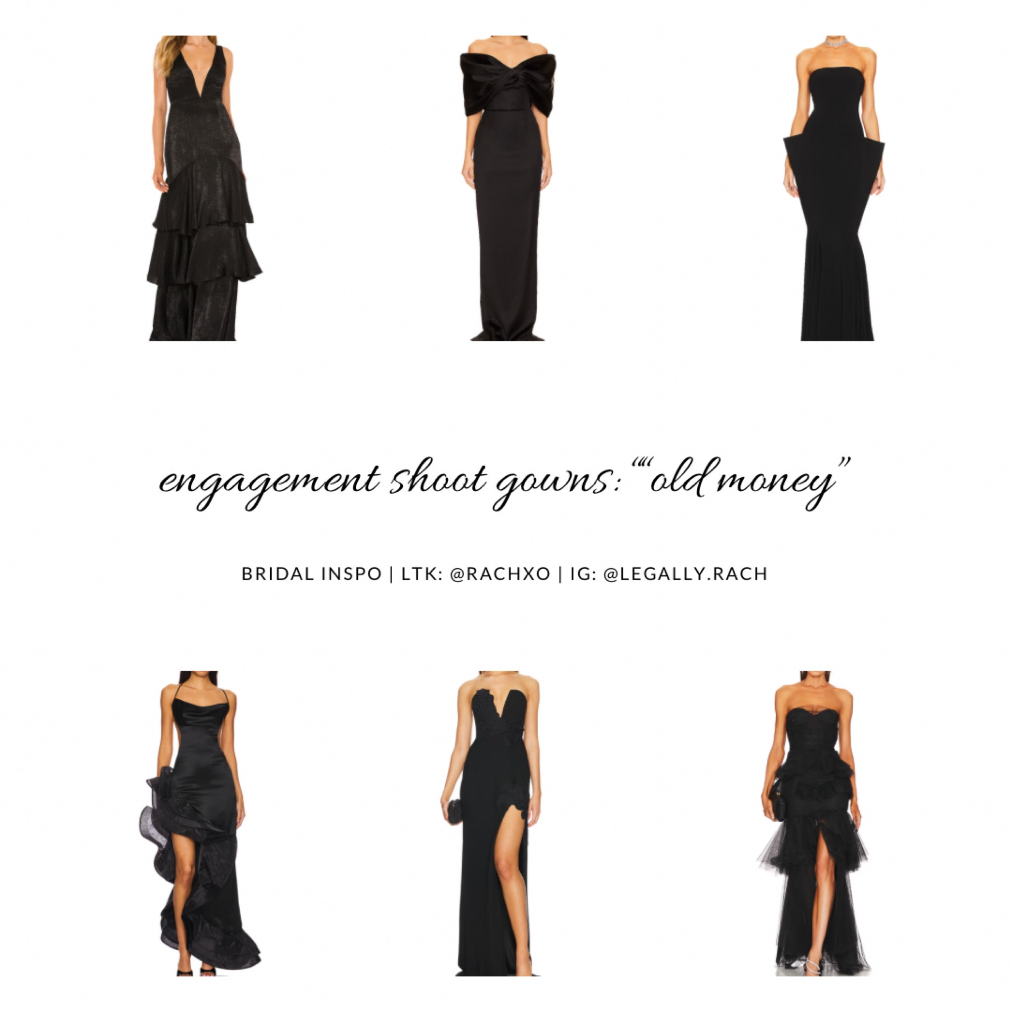 Bridal/Engagement photoshoot inspiration: “OLD MONEY”! 🖤💲

#LTKStyleTip #LTKWedding #LTKParties