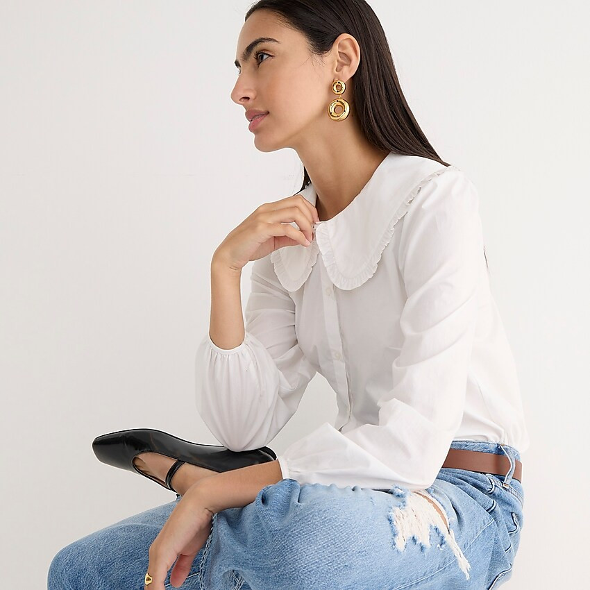 Ruffle-collar button-up shirt | J. Crew US
