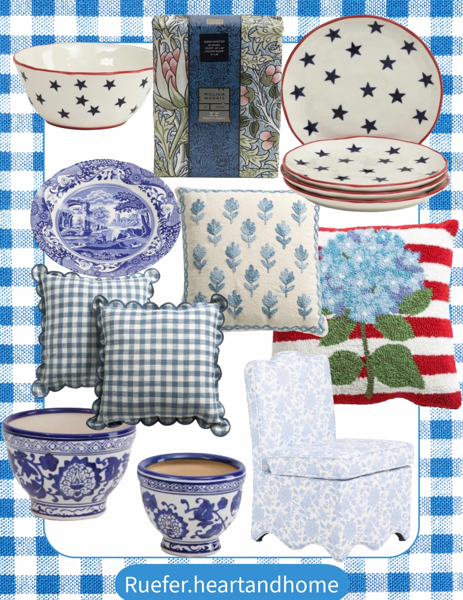 New home decor items from TJ Maxx… upholstered accent chair, pillows, gingham pillows, hydrangea pillow, star serving bowl, star plates, Americana decor, chinoiserie planter set, Spode toilet platter, William Morris duvet set 

#LTKSaleAlert #LTKHome #LTKMothersDay