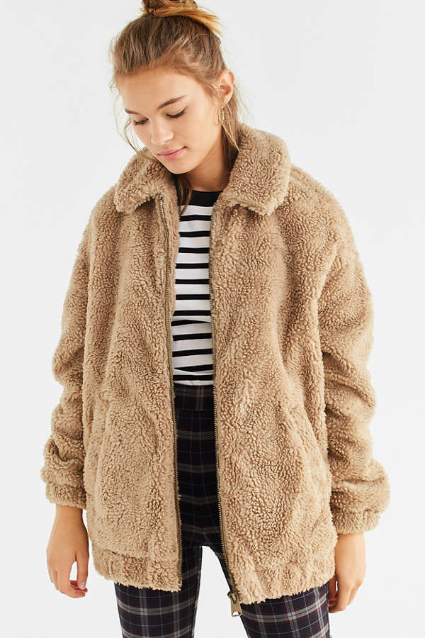 Light Before Dark Oversized Sherpa Zip-Up Jacket | Urban Outfitters US