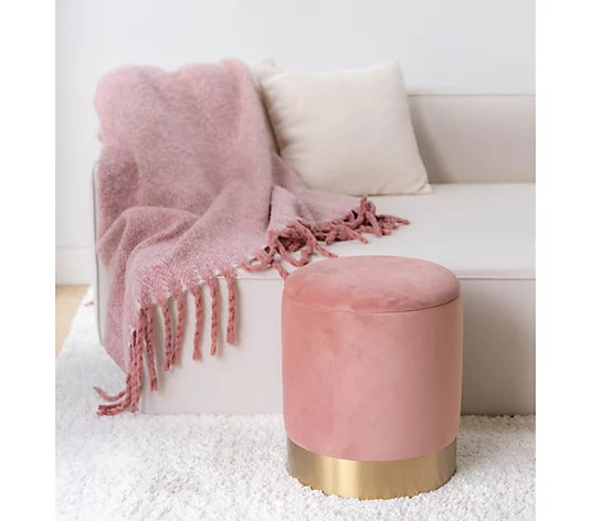 BFF Collection Set of 2 Velvet Storage Ottomans with Gold Base - QVC.com | QVC