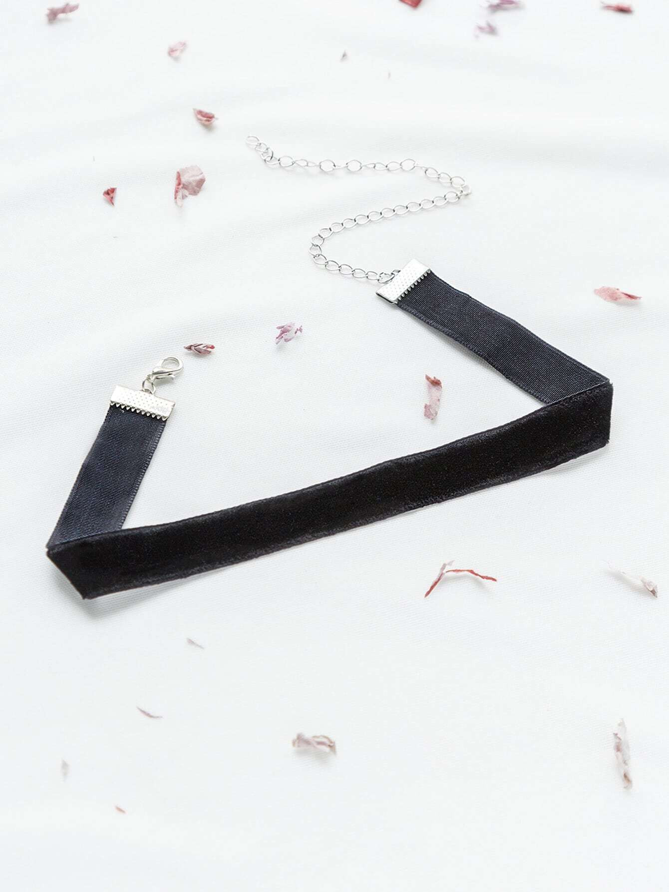 Black Choker Necklace With Silver Chain | Romwe