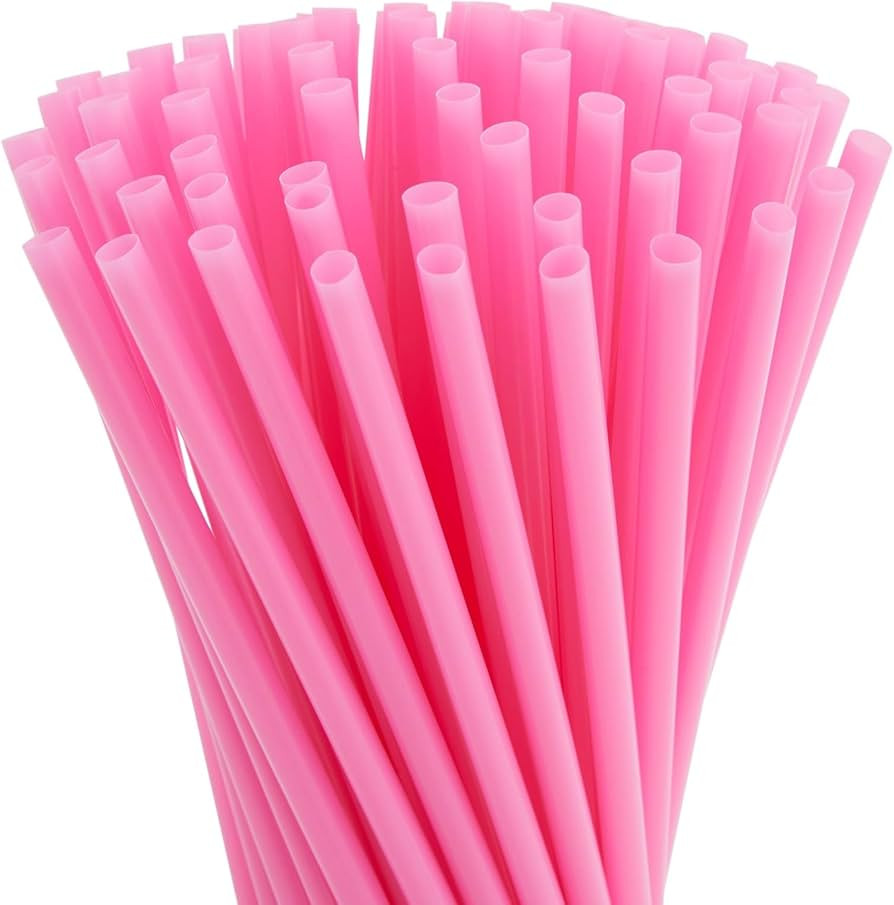 Juvale 300-Pack Pink Plastic Straws for Birthday Party, Baby Shower, Weddings and Gatherings, 10 ... | Amazon (US)