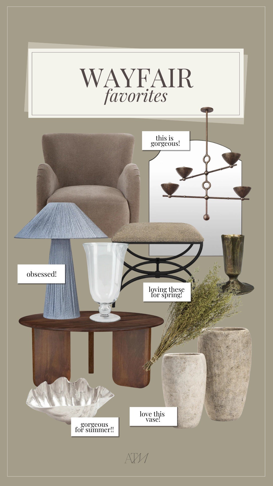 Wayfair favorites!

wayfair, spring home finds, summer home finds, neutral home finds, brass chandelier, candle holder, coffee table, affordable coffee table, earthy home finds

#LTKSeasonal #LTKHome