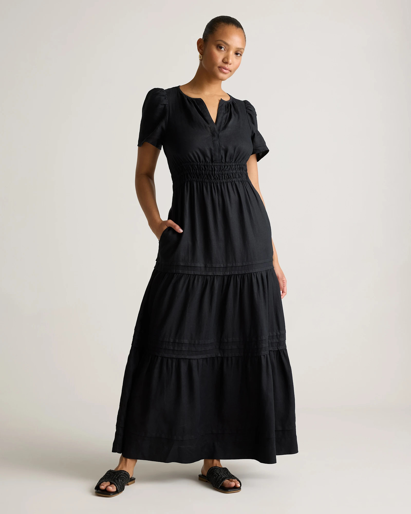 100% European Linen Tiered Maxi Dress | Quince