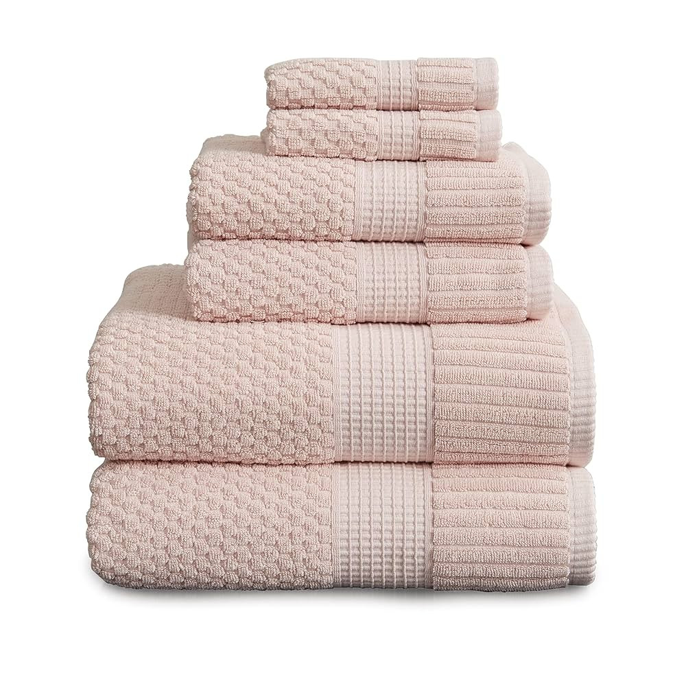 NY Loft 100% Cotton 6 Piece Bath Towel Set | Pink Towels | Soft & Absorbent Quick-Dry | 2 Bath To... | Amazon (US)