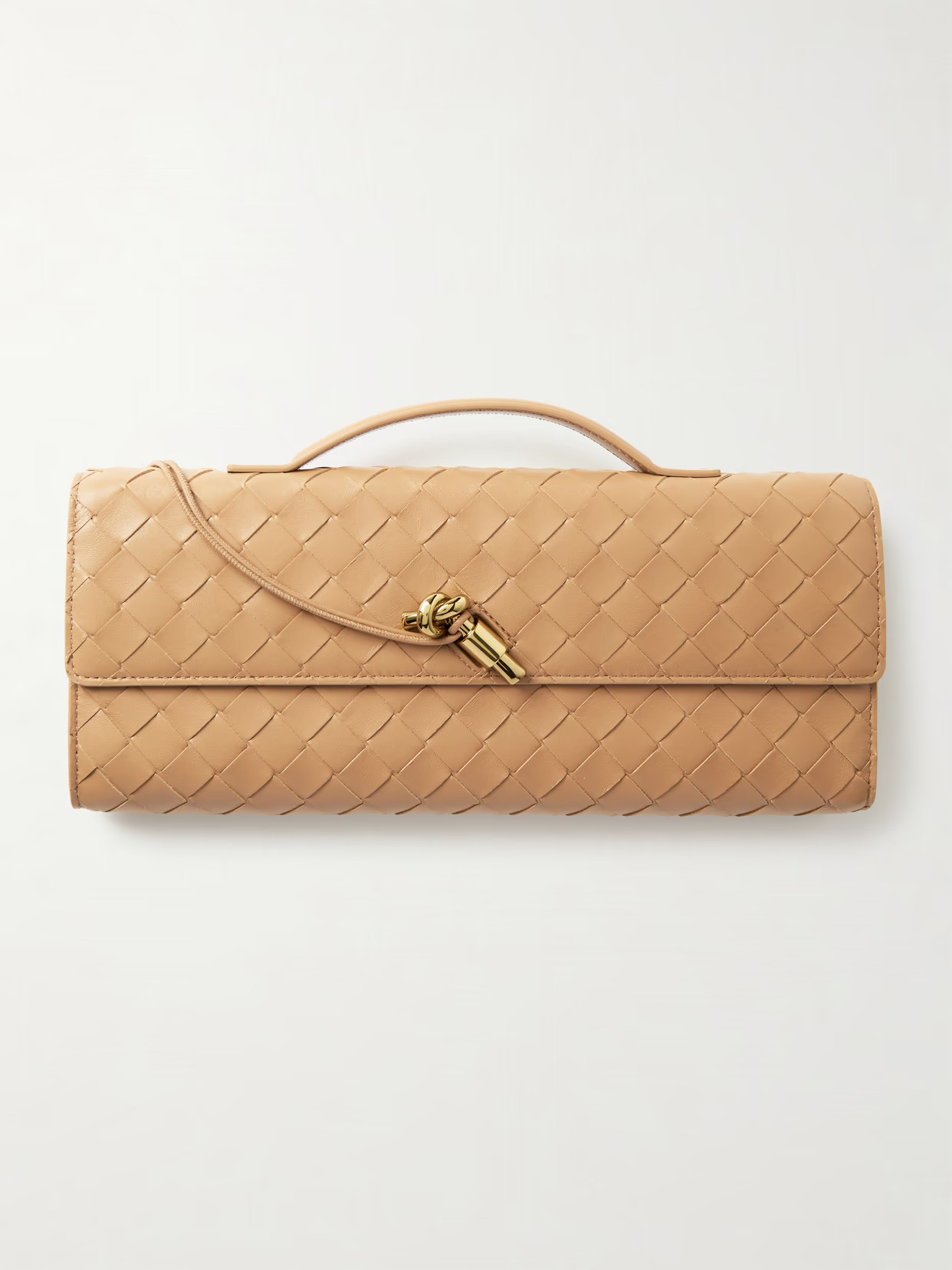 Bottega Veneta - Andiamo Intrecciato Leather Clutch - Brown | NET-A-PORTER (US)