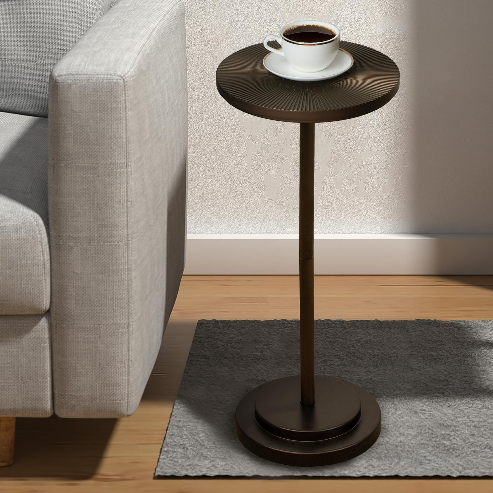 COVLON Drink Table, Carved Table Top Martini Table, Small Side Table, Weighted Base Pedestal Tabl... | Amazon (US)