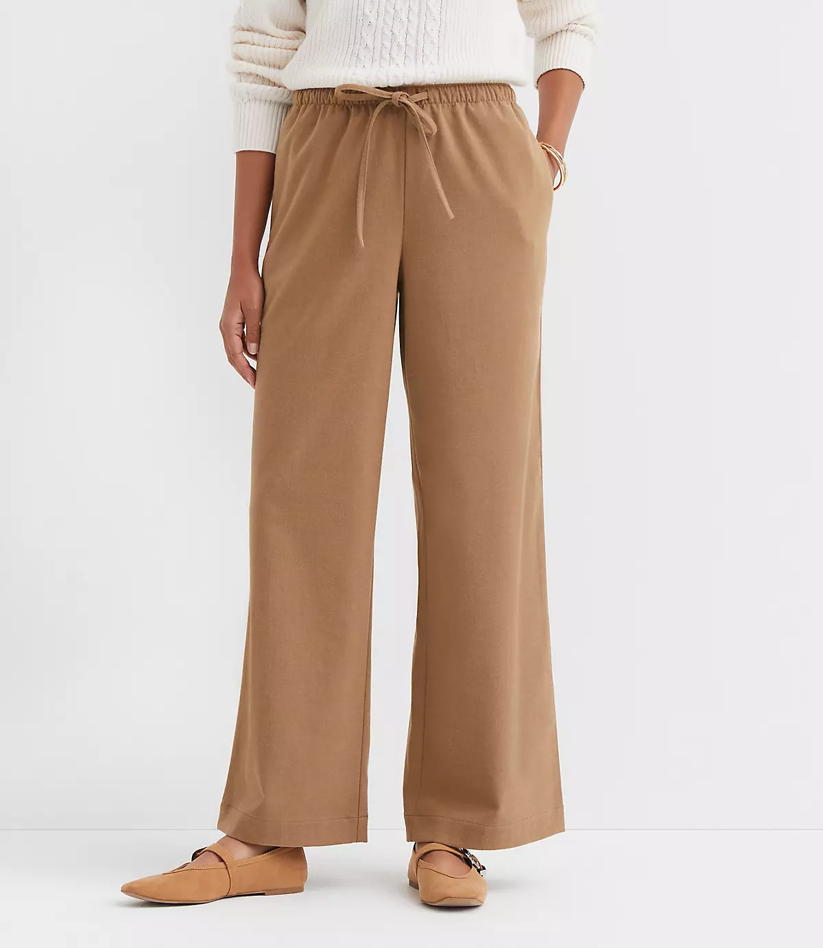 Sawyer Pull On Pants in Heathered Brushed Flannel | LOFT