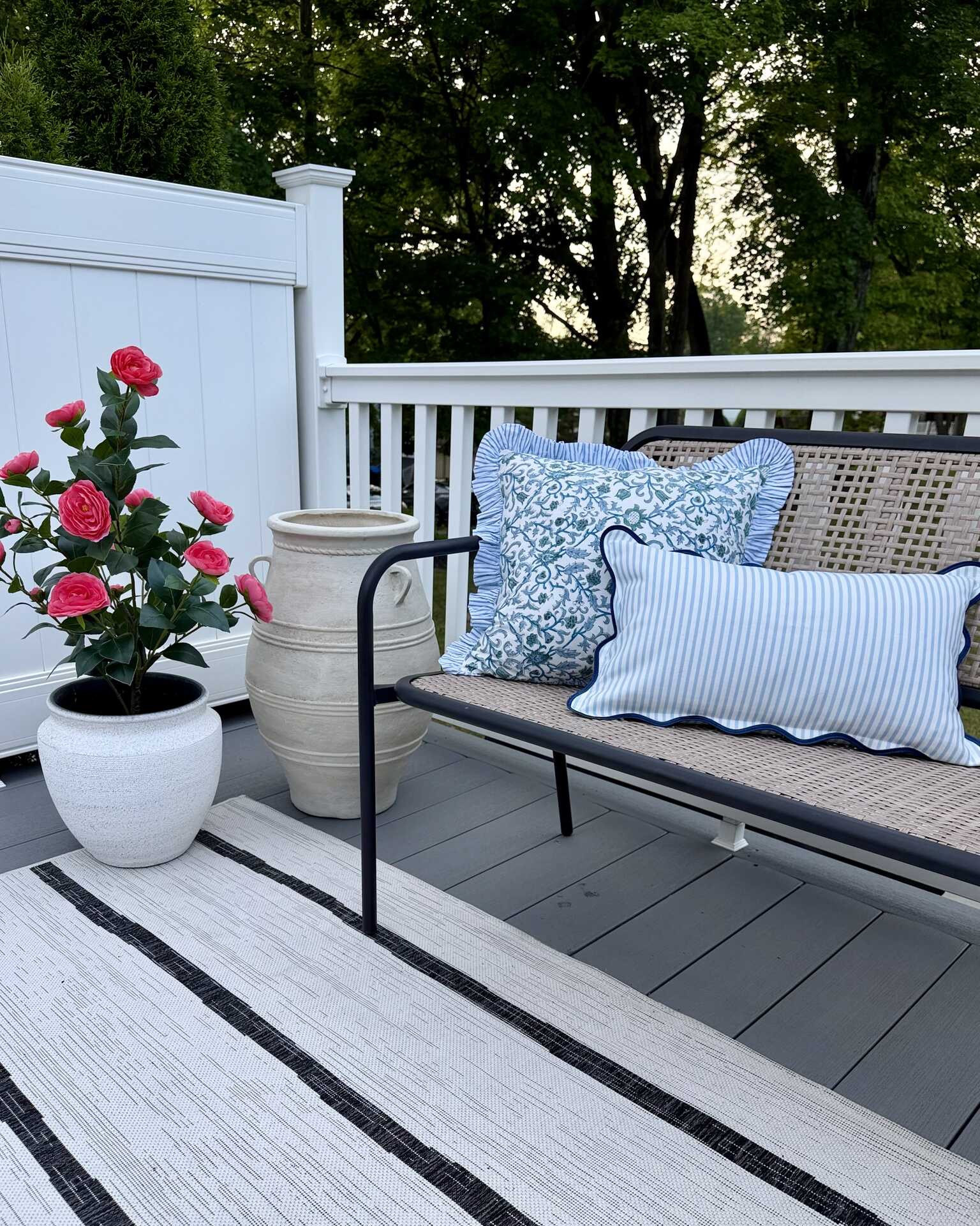 pov  your backyard looks like a million bucks, but actually you decorated it on a tight budget! 

this walmart planter is a pretty petal shape & is so on trend this year! 
      I love the vertical ribbed detailing- it reminds me of a flower petal. It also looks like it could be from Serena & Lily — it’s giving abstract coastal vibes & Im here for it!   Both sizes are actually quite large & deep- I was happily surprised! 
 
🏷️  These walmart planters are a Great value for your money at reg price, but are an even better value now bc they’re ON SALE‼️ 

.
.

pretty modern-coastal outdoor decor & patio inspiration.
outdoor planters & artificial plants.
outdoor throw pillow covers.
#hofdeco  #outdoordecor