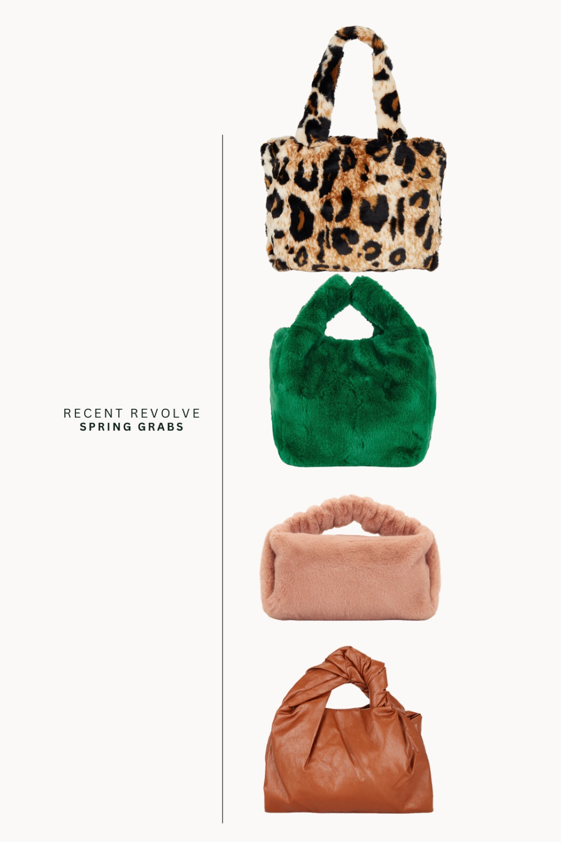 Fun springtime bags to add to your collection! 

bags l spring bag l purse l spring purse l fur purse l leapord purse