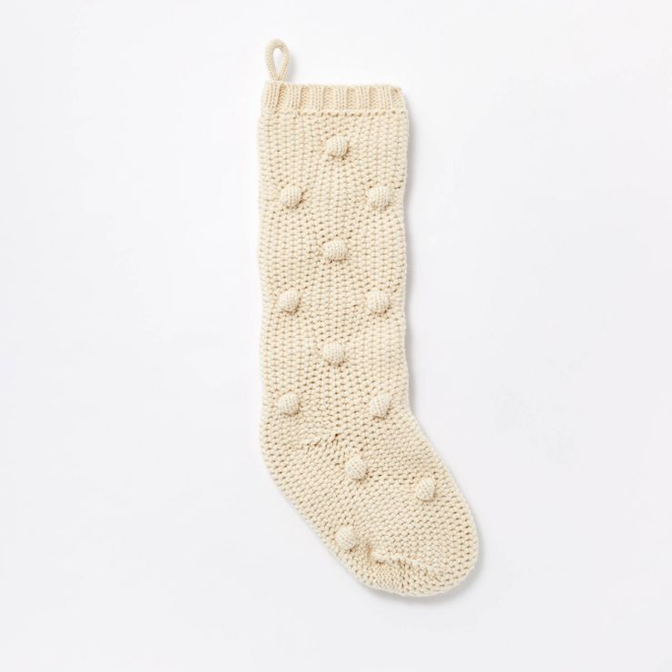 Bobble Knit Holiday Stocking Cream - Threshold&#8482; designed with Studio McGee | Target