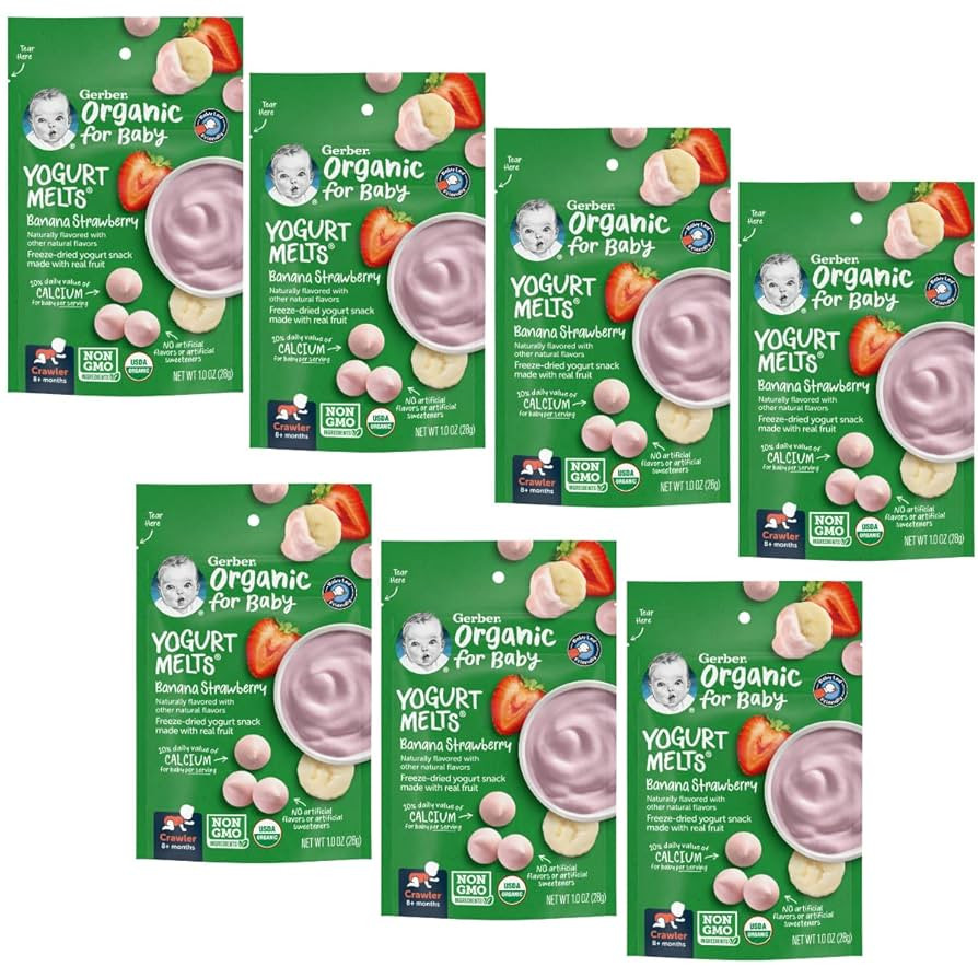 Gerber Baby Snacks Organic Yogurt Melts, Banana & Strawberry, 1 Ounce (Pack of 7) | Amazon (US)