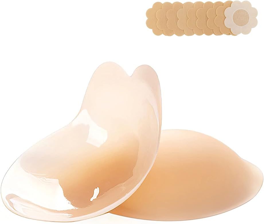 MITALOO 2023 Newest Added Lift Ultra-Thin Strapless Sticky Petals Nipple Covers Adhesive Bras Bac... | Amazon (US)