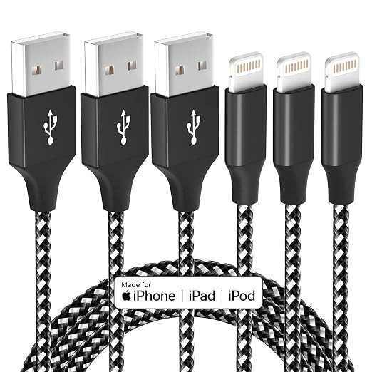 3 Pack 10 FT iPhone Charger Fast Charging Cord MFi Certified Lightning Cable Nylon Braided iPhone... | Amazon (US)