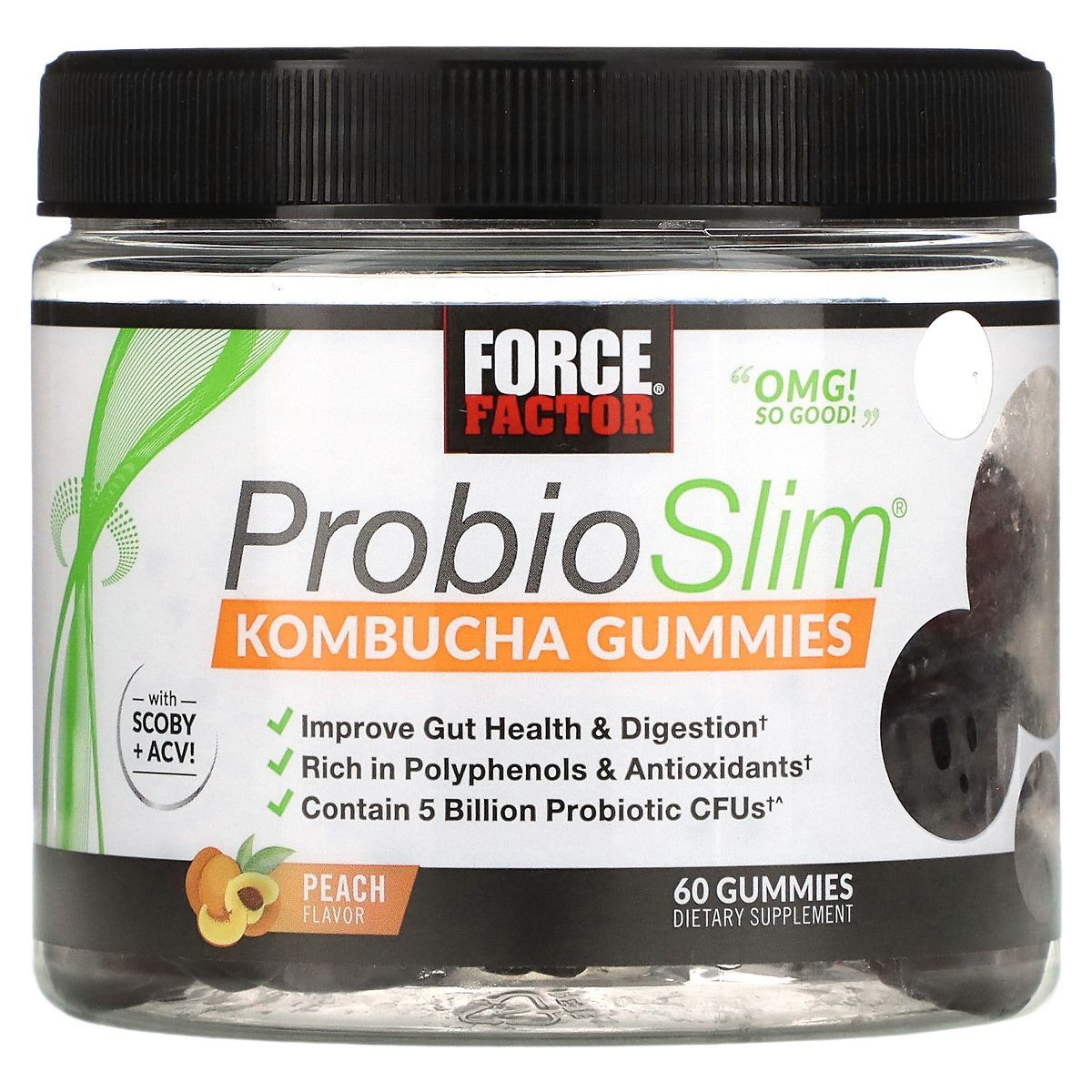 Force Factor ProbioSlim, Kombucha Gummies, Peach, 60 Gummies | Target