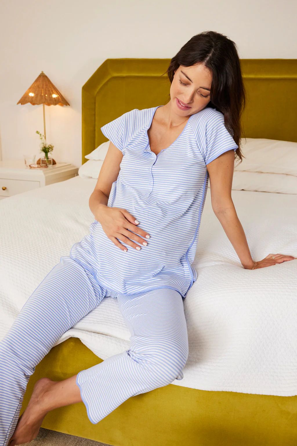 Pima Maternity Short-Long Set in Hydrangea | Lake Pajamas