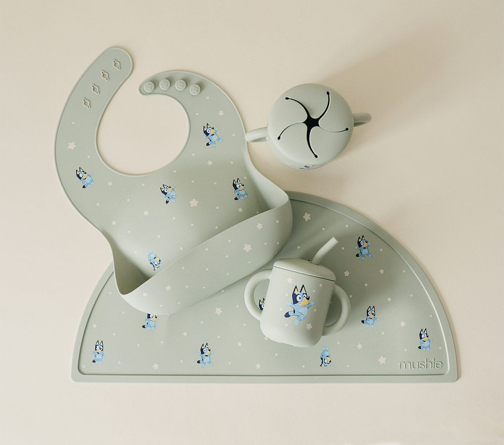 Bluey x Mushie Sage Silicone Feeding Collection | Pottery Barn Kids
