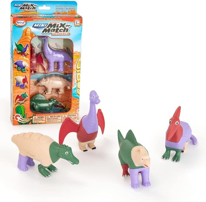 POPULAR PLAYTHINGS Mini Magnetic Mix or Match Dinosaurs Set of 4 Dinosaurs Brachiosaurus, Ankylos... | Amazon (US)