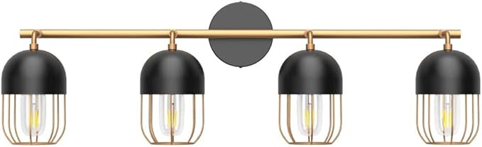 Ralbay Bathroom Vanity Light Fixtures 4 Lights Black Vanity Light Matte Black Paired with Bright ... | Amazon (US)