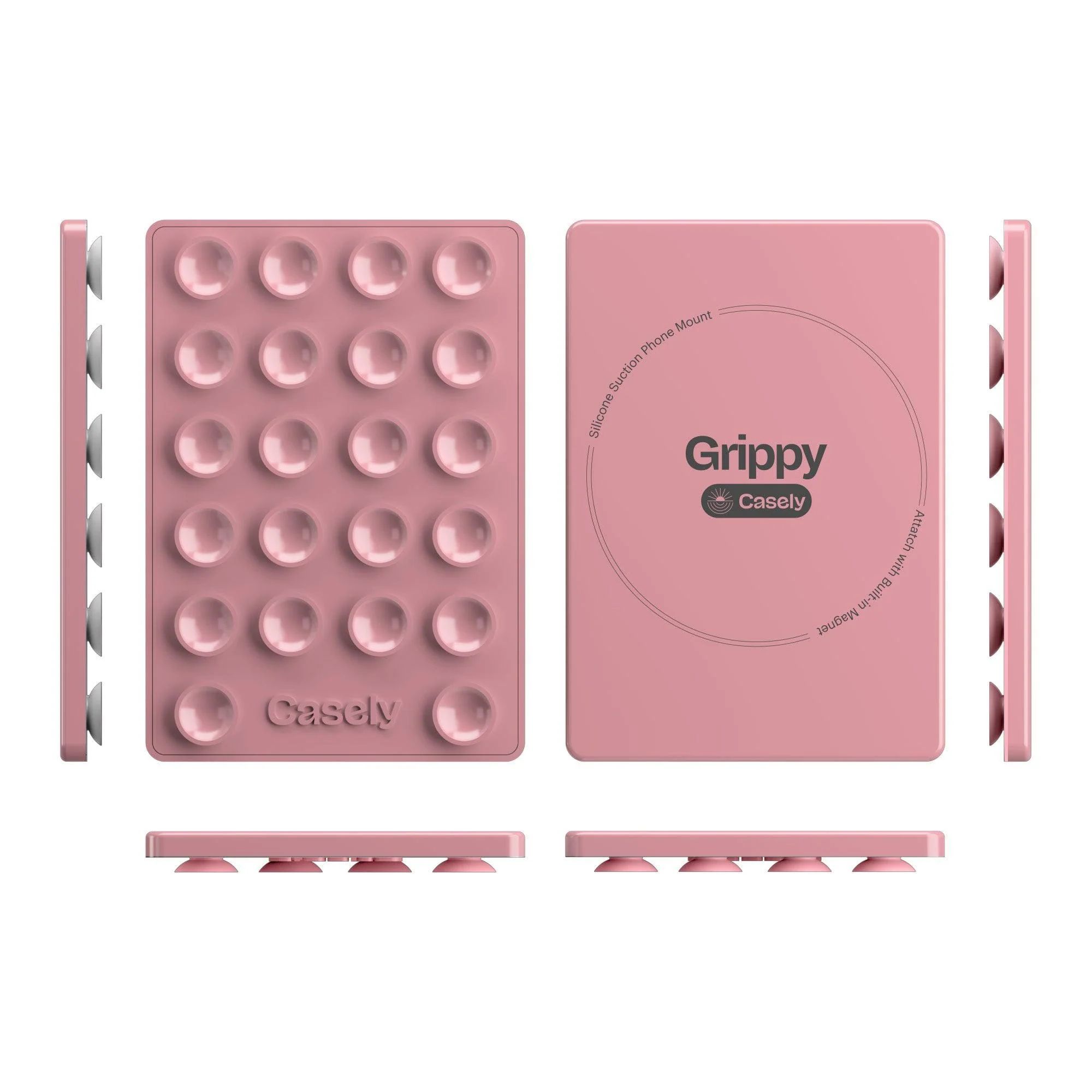 Grippy | Pink Silicone Suction Phone Mount with MagSafe | CASELY