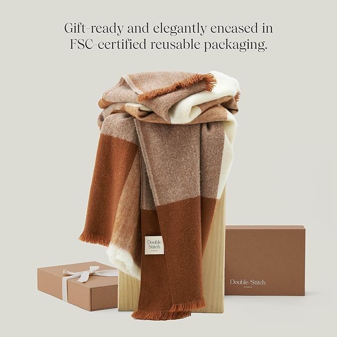 Double Stitch by Bedsure Alpaca Wool Throw Blanket - Soft Warm Blanket for Couch - Luxury Decorat... | Amazon (US)