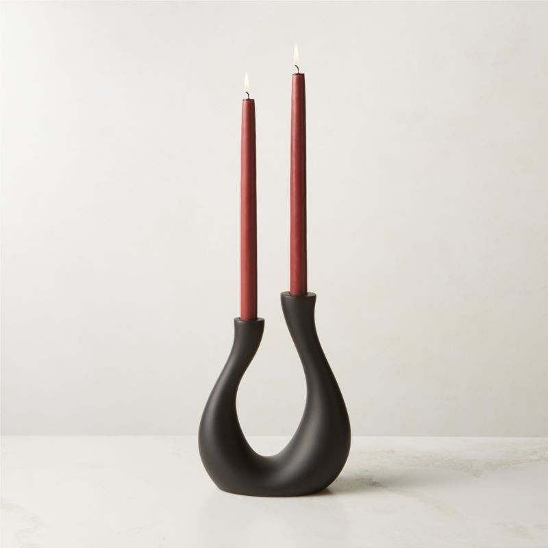 Uri Matte Black Cement Taper Candle Holder + Reviews | CB2 | CB2