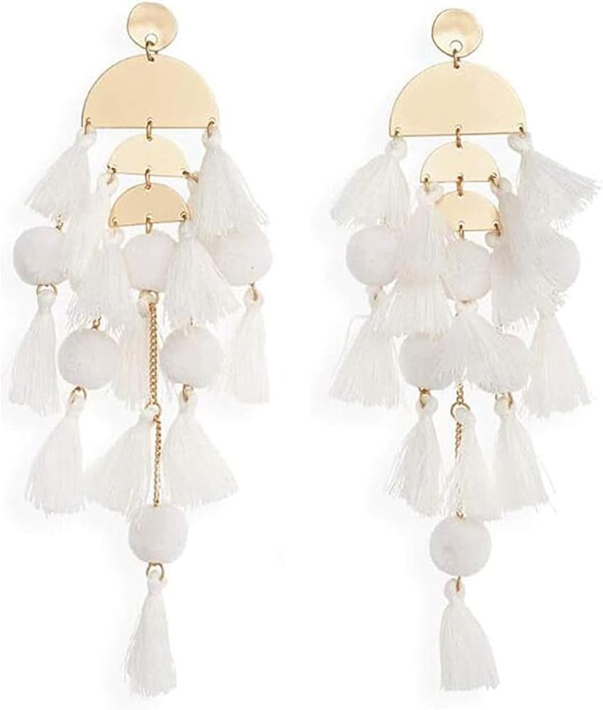 Boho Tassel Earrings for Women Long Dangle Statement Earrings Handmade Bohemian Jewelry for Vocat... | Amazon (US)