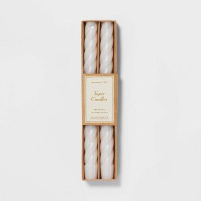 2pk Wax Decorative Holiday Rope Taper Candle Cream - Threshold&#8482; | Target