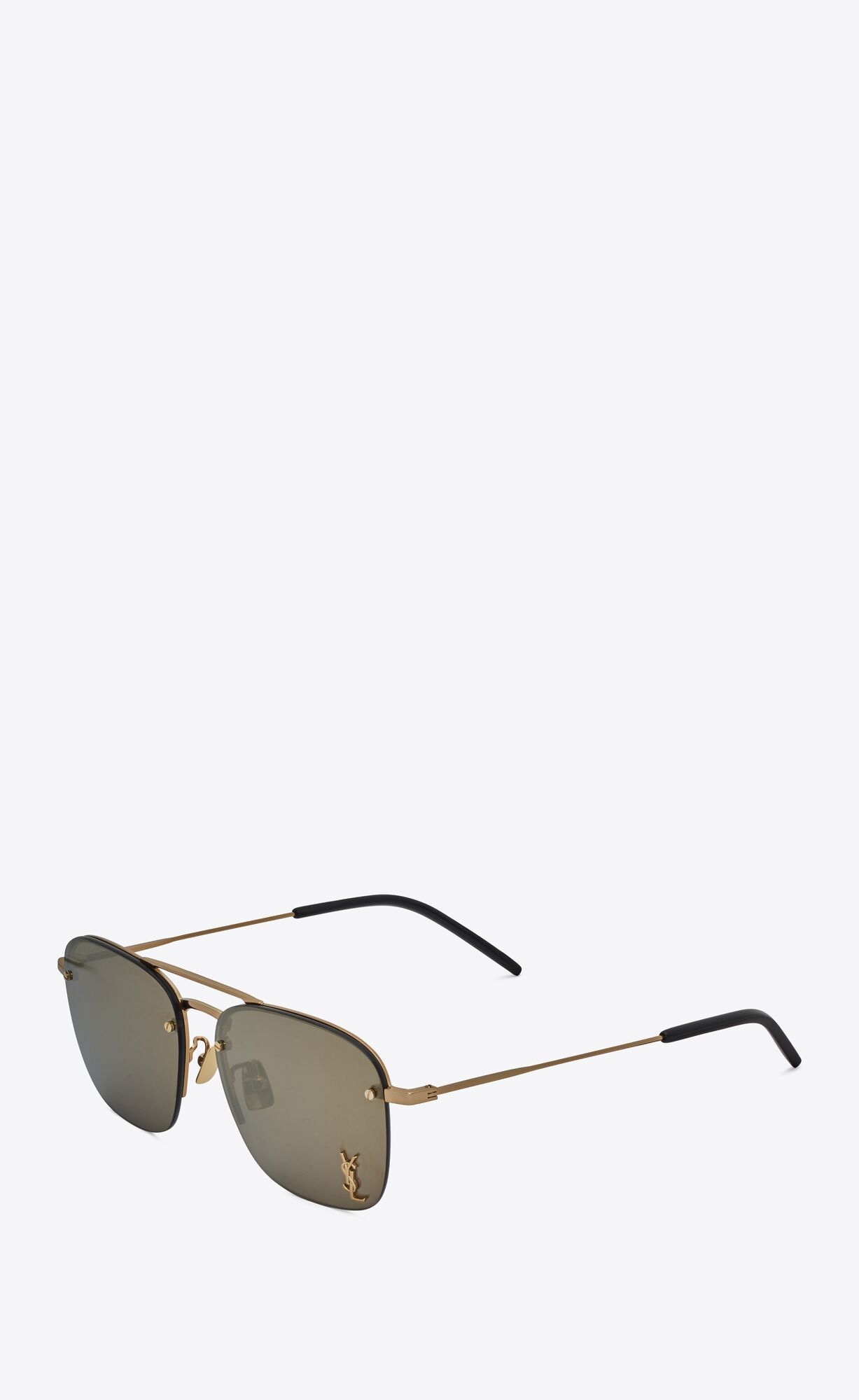 SUNGLASSES WITH METAL AVIATOR FRAMES AND NYLON LENSES FEATURING A DOUBLE BRIDGE AND A CASSANDRE O... | Saint Laurent Inc. (Global)