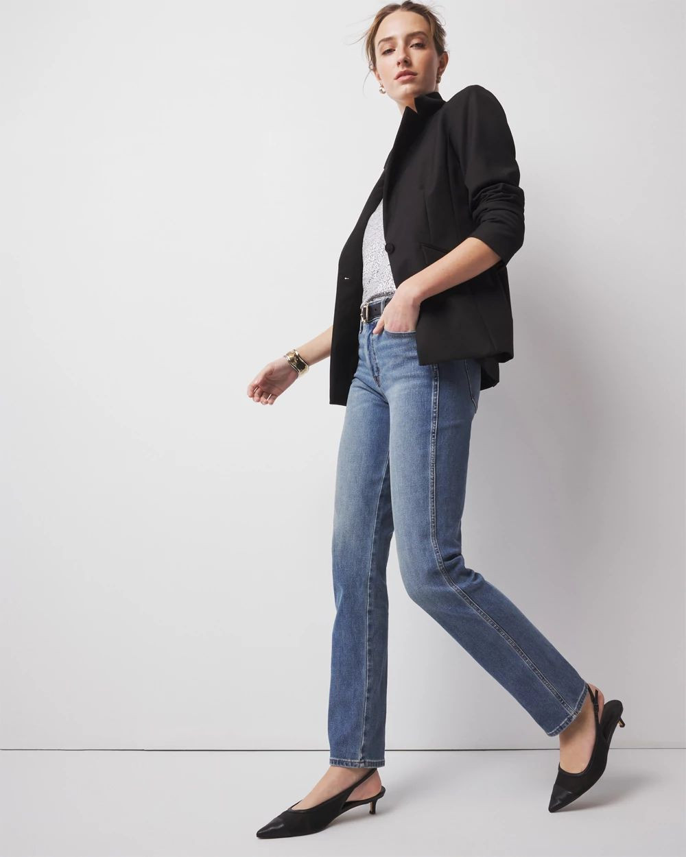 High-Rise Sculpt Full Straight Jeans | White House Black Market
