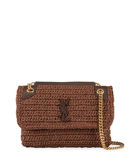 Saint Laurent Niki YSL Monogram Medium Crocheted Shoulder Bag | Neiman Marcus