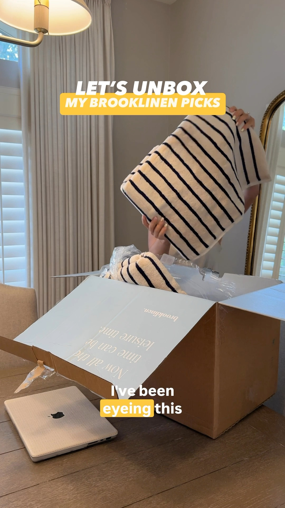 Just unboxed my @Brooklinen picks ✨

The navy stripe towels brought the perfect touch of contrast to our bathroom, and the robe… let’s just say, it’s giving luxury hotel mornings. I went two sizes up and I’m living in it. 

#brooklinen #homedetails #cozyvibes #bathroomrefresh #interiordetails #bathrobe 

#LTKSaleAlert #LTKHome #LTKU