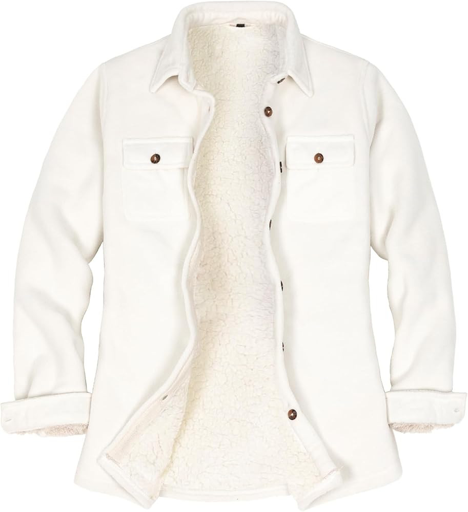 ThCreasa Womens Sherpa Fleece Lined Flannel Shirt Jacket Warm Button Up Plaid Shirt Jac (Sherpa F... | Amazon (US)