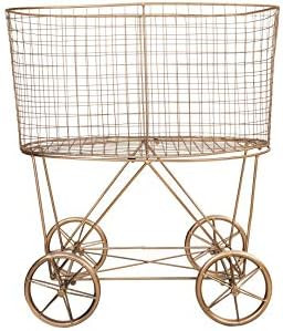 Creative Co-op EC0266 Vintage Metal Laundry Basket with Wheels, Copper | Amazon (US)