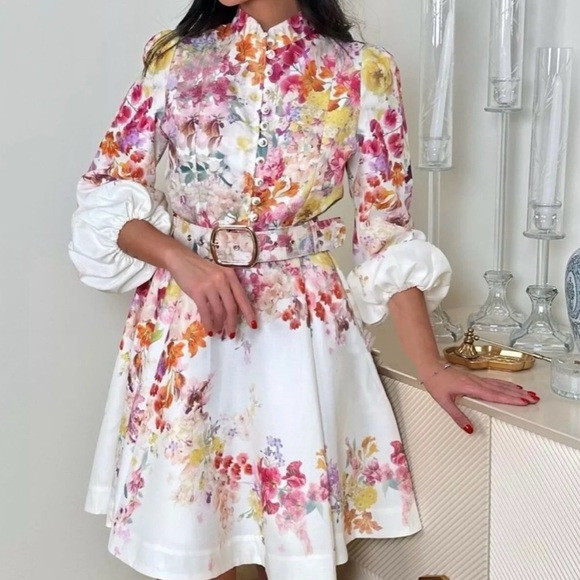 ZIMMERMANN NATURA BUTTONED MINI DRESS 0 NWT Kaleidoscope Garden | Poshmark