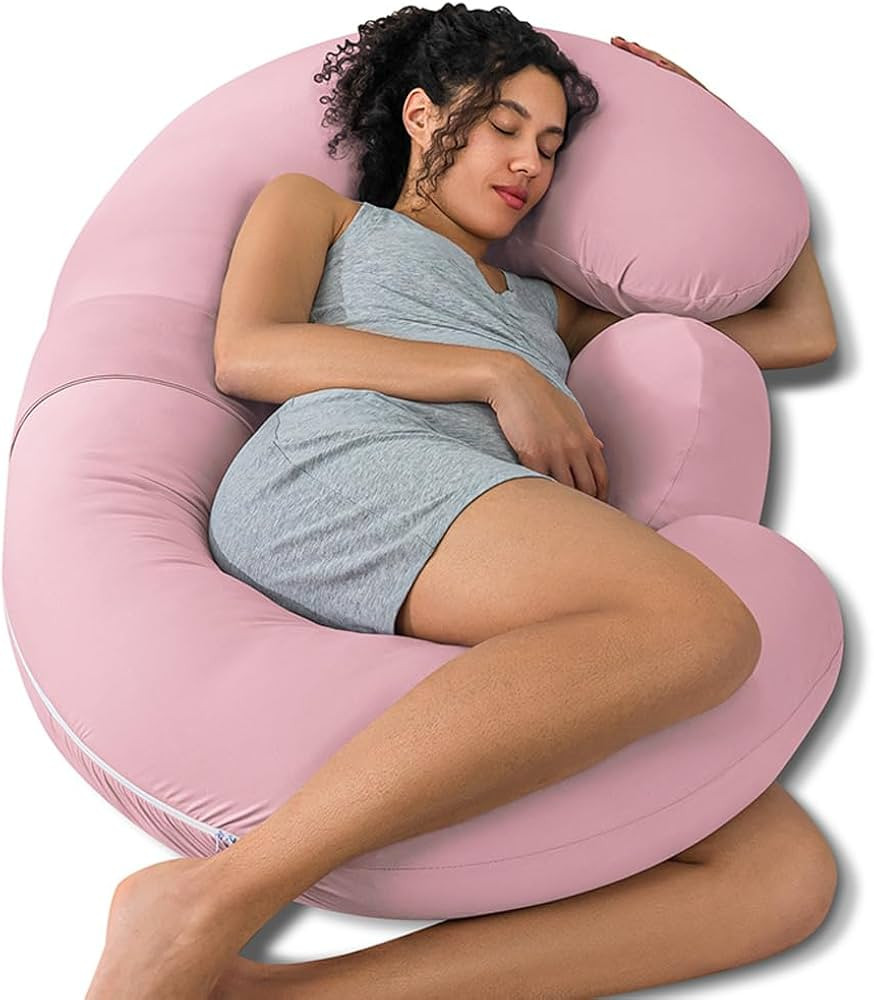 QUEEN ROSE Cooling Pregnancy Pillows, E Shaped Maternity Pillow for Sleeping, with Extra Wedge Pi... | Amazon (US)