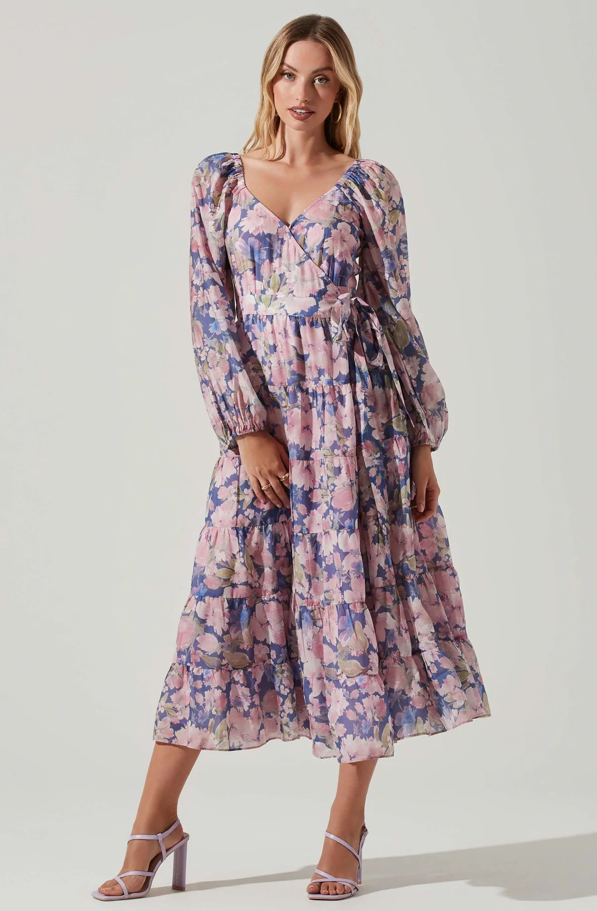 Jannika Floral Wrap Front Midi Dress | ASTR The Label (US)