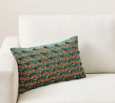 Elphaba Beaded Embellished Decorative Lumbar Pillow Cover, 14" x 20" | Pottery Barn (US)