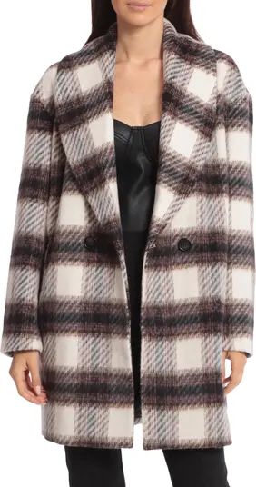 Avec Les Filles Plaid Shawl Collar Peacoat | Nordstrom | Nordstrom