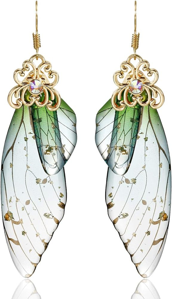 RINHOO Butterfly Crystal Wing Drop Dangle Earrings Gold Plated Insect Earrings for Women Girls Je... | Amazon (US)