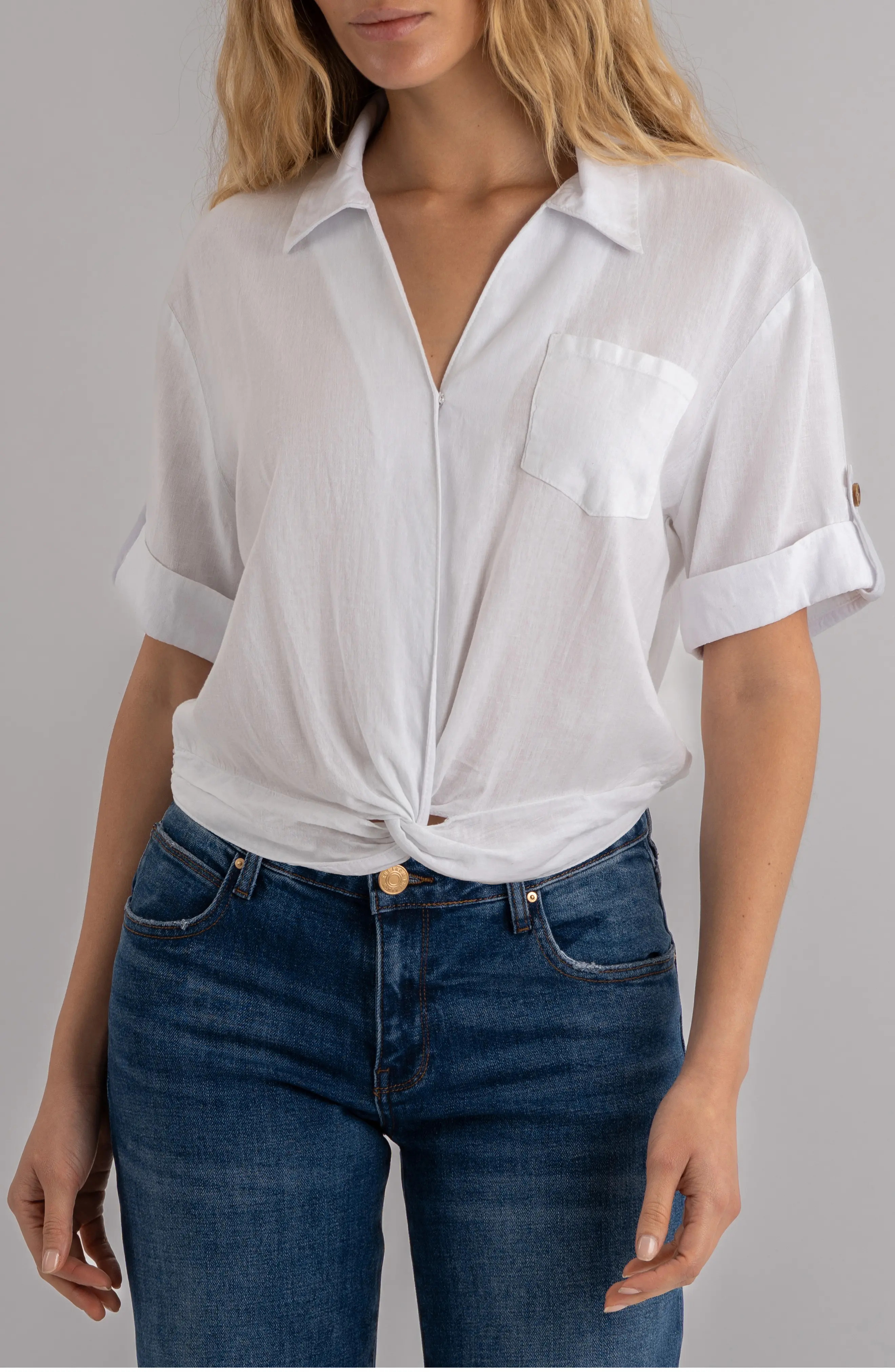 Rebel Knot Front Linen Blend Top (Women) | Nordstrom | Nordstrom