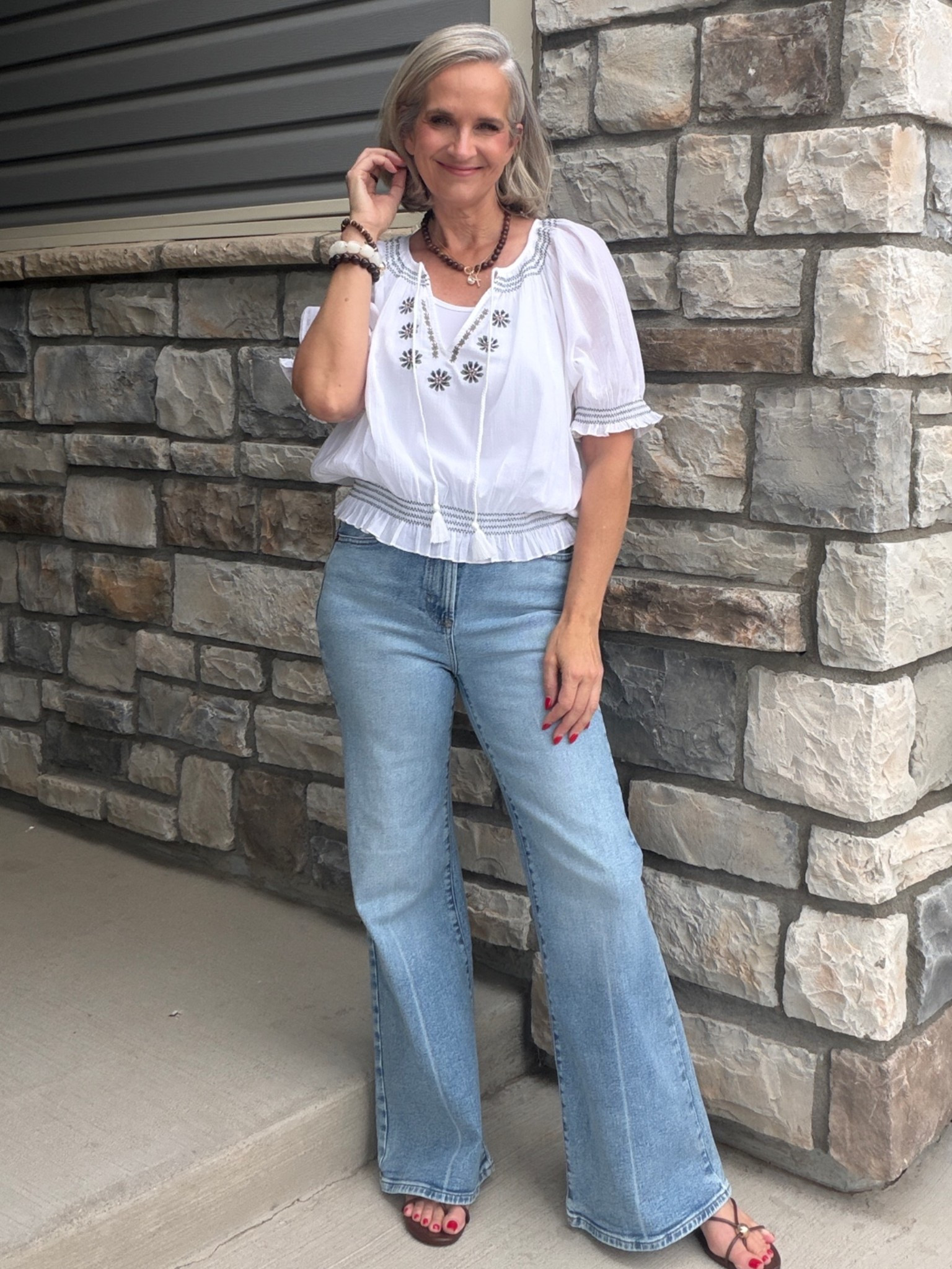 These jeans are so much like a premium pair. Stretch, high waisted and the perfect flare!

Over 50, midlife style, affordable style, denim light wash, sandals, Baublebar, Amazon, Target

#LTKootd #LTKOver40 #LTKSaleAlert