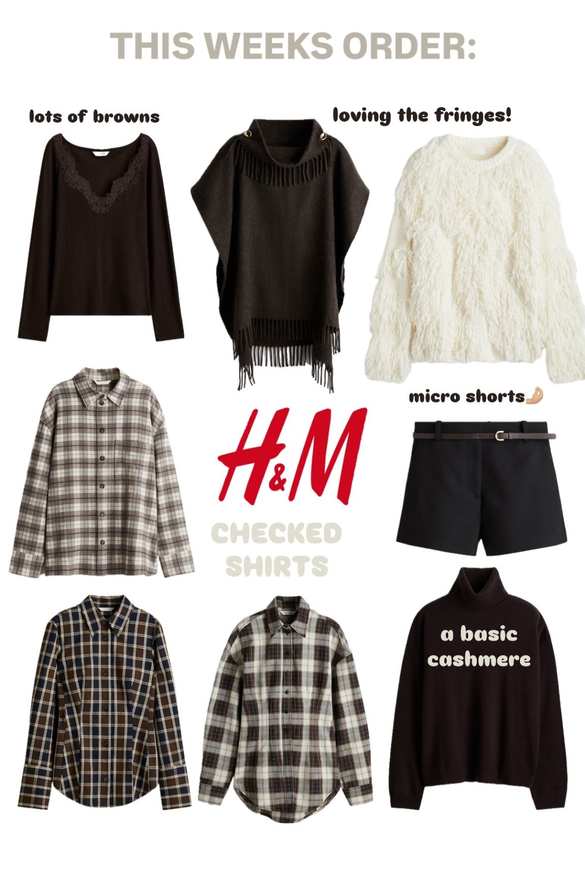 This weeks h&m order… lots of browns, knits and checks🙈stay tuned for the try on haul! 

#LTKautumn #LTKwinter #LTKuk
