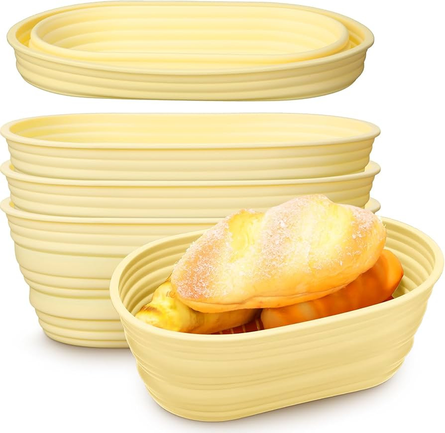 3 Pcs Oval Banneton Bread Proofing Basket 10.24 x 6.54 x 3.62 Inch Thickened Silicone Banneton So... | Amazon (US)