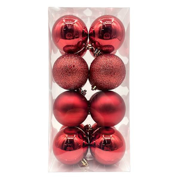 16-Count Red Mix Shatterproof Ornaments, 70mm | At Home