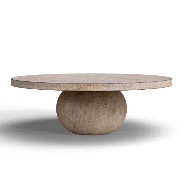 Jepsen 42" Round Reclaimed Pine Modern Coffee Table with Ball Pedestal Base | Wayfair North America