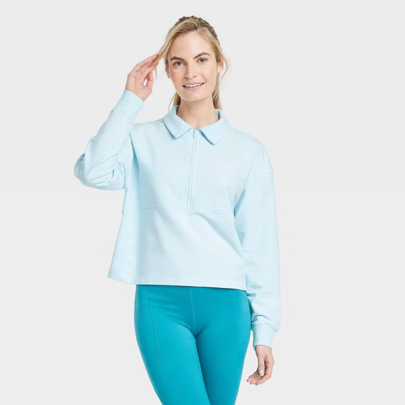 Women's French Terry Polo Sweatshirt - All in Motion™ | Target